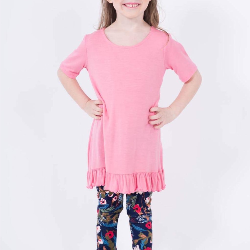 New Agnes & Dora Kid Ruffle Tunic Light Coral Soft